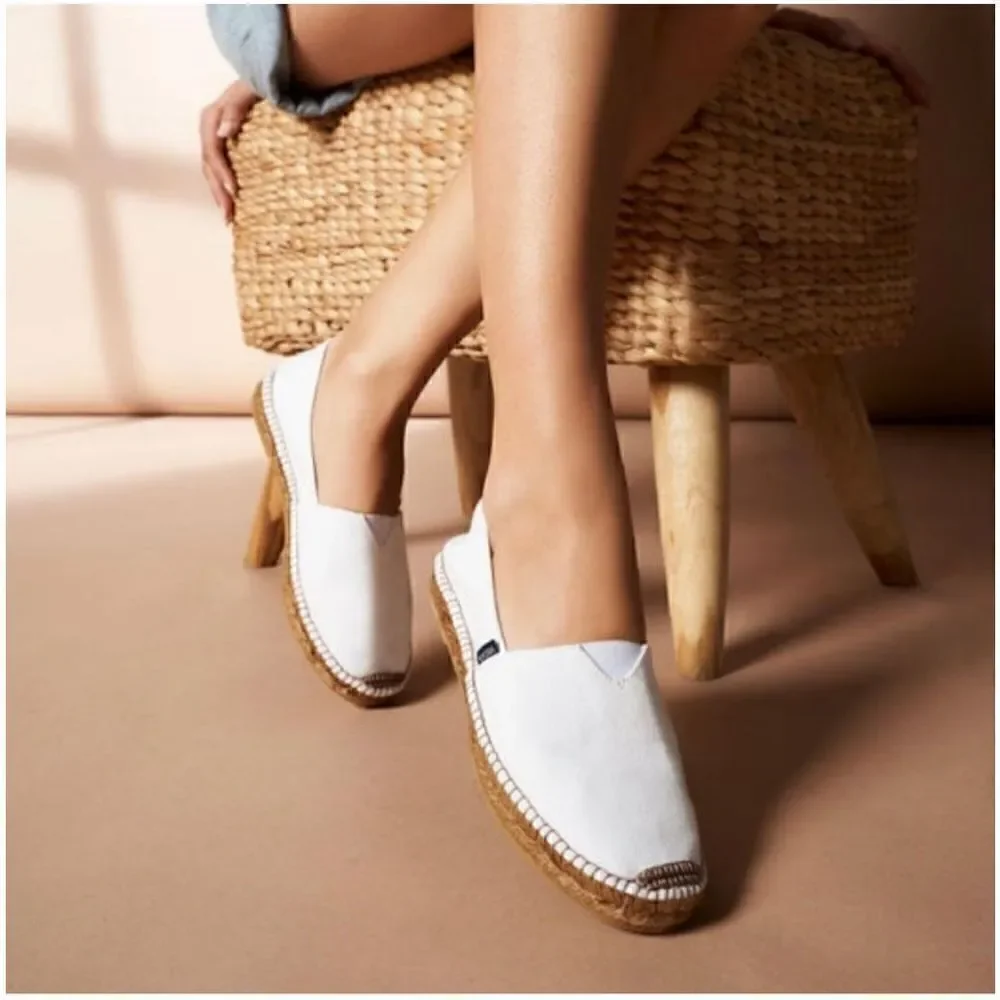 Viscata Barcelona Barceloneta Canvas Cream/Off White Espadrille Closer Toe Flat